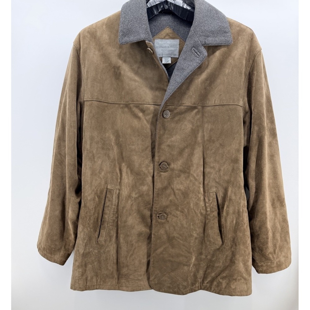 Preswick and Moore Outerwear Men's Sz XL Tan Suede Coat Button Down
